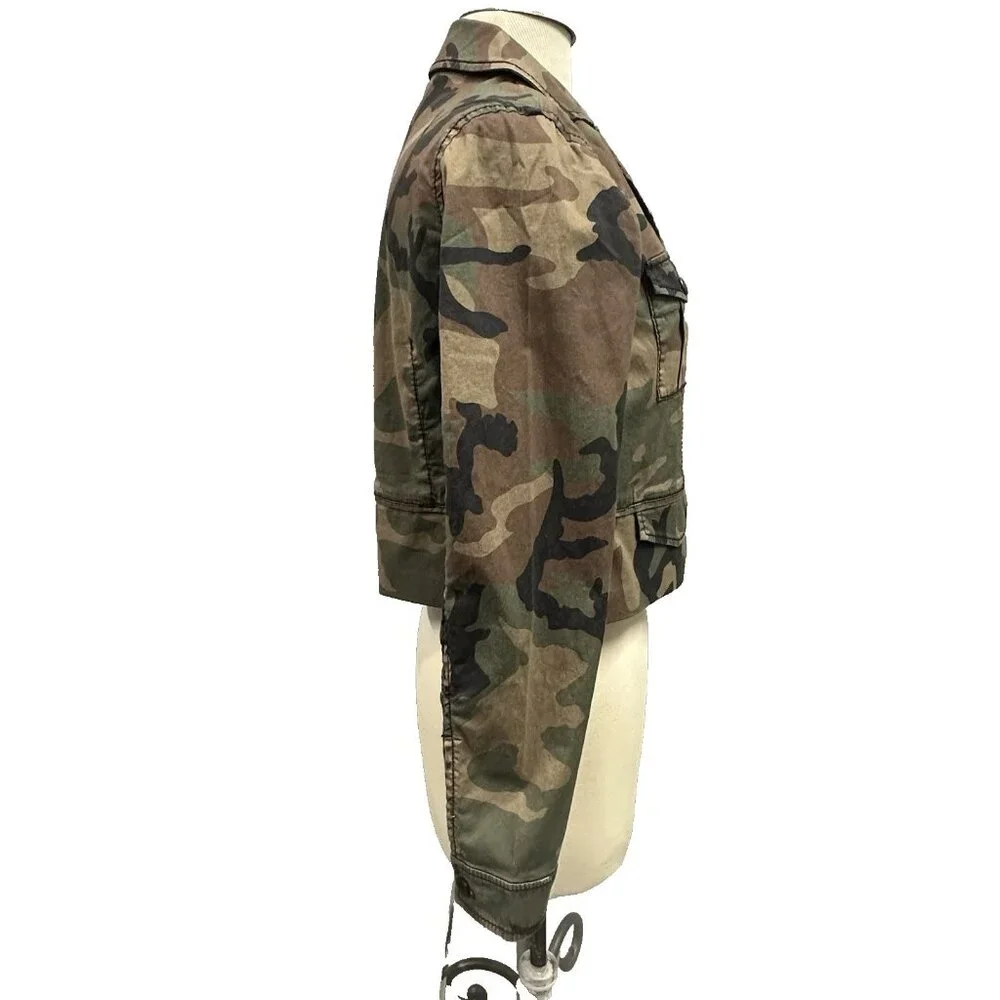Marrakech Anthropologie Camo Cropped Utility Jacket Women’s Small Cotton Stretch - Picture 2 of 10